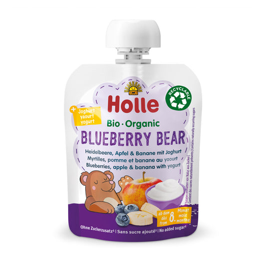 Smoothie BIO mirtillo, mela, banana con yogurt (dall'8° mese) BLUEBERRY BEAR Holle 85 g