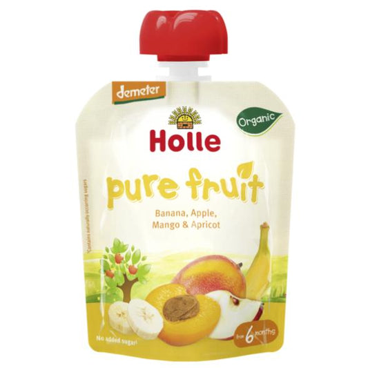 Bio-Smoothie aus Banane, Apfel, Mango und Aprikose Holle 90 g