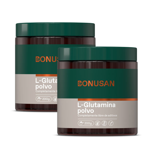 2-pack L-glutaminpulver Bonusan, 200 gram pulver