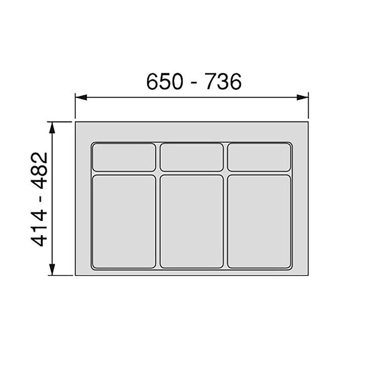 Emuca Base per contenitori cassetto cucina, modulo 900 mm, plastica, grigio antracite Modulo 90