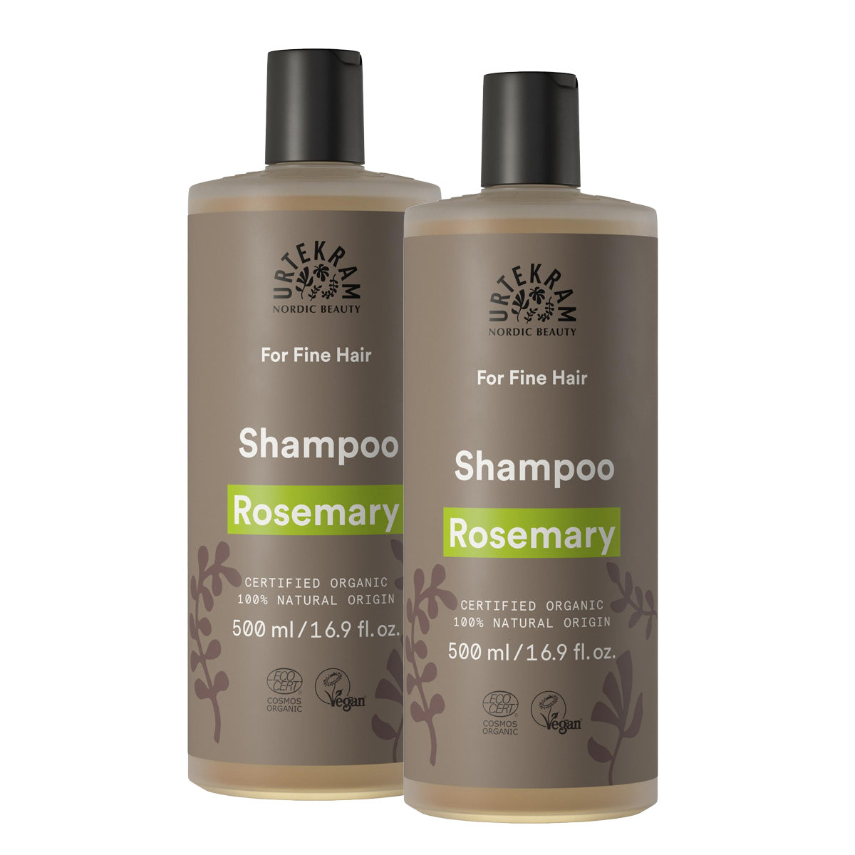Pakket 2x Rozemarijnshampoo voor fijn haar Urtekram 500 ml