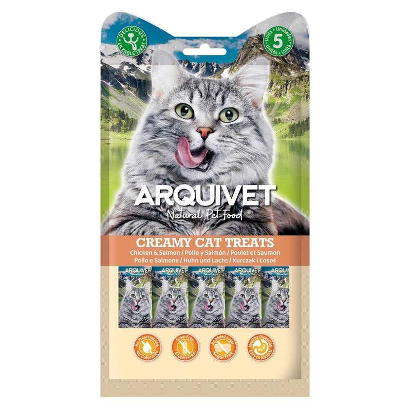 Creamy Cat Treats Krämig snack med kyckling och lax Arquivet 5x14 g