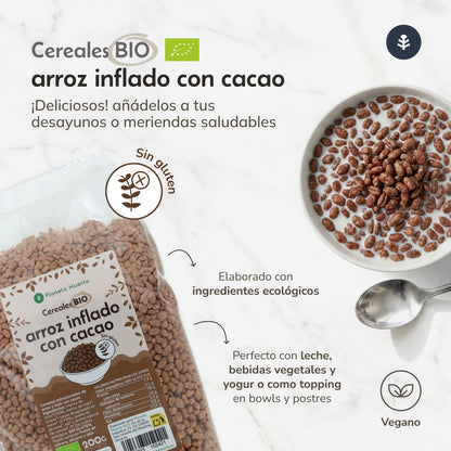 Glutenvrije gepofte rijst met cacao ECO Planeta Huerto 200 g