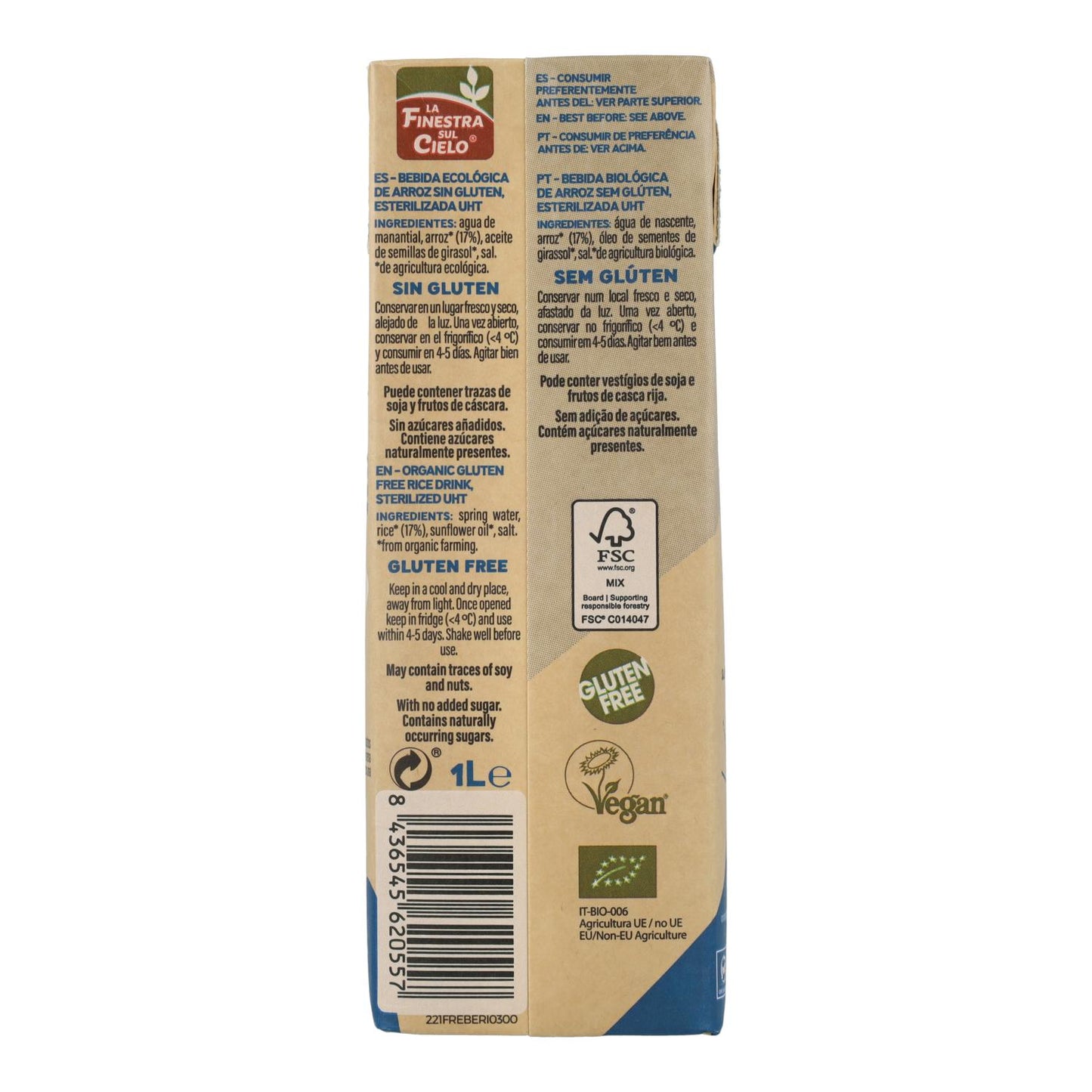 Napój ryżowy bezglutenowy Bio La Finestra Sul Cielo 1 l