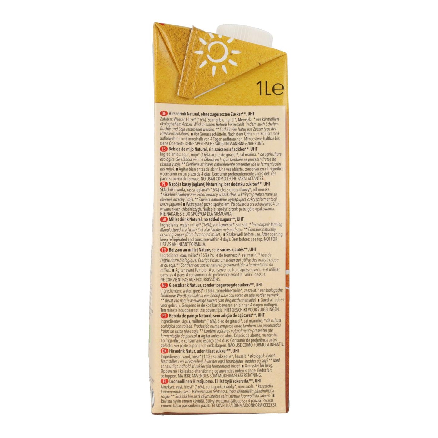 Packung mit 6 Stück Natumi Bio Hirsegetränk 1L