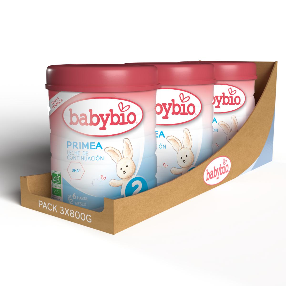 Confezione da 3 latte di proseguimento Primea 2 (da 6 a 12 mesi) biologico Babybio 800 g