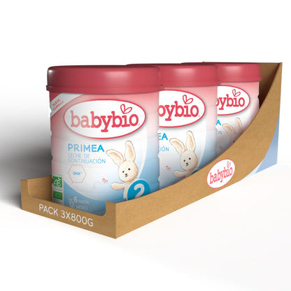 Confezione da 3 latte di proseguimento Primea 2 (da 6 a 12 mesi) biologico Babybio 800 g