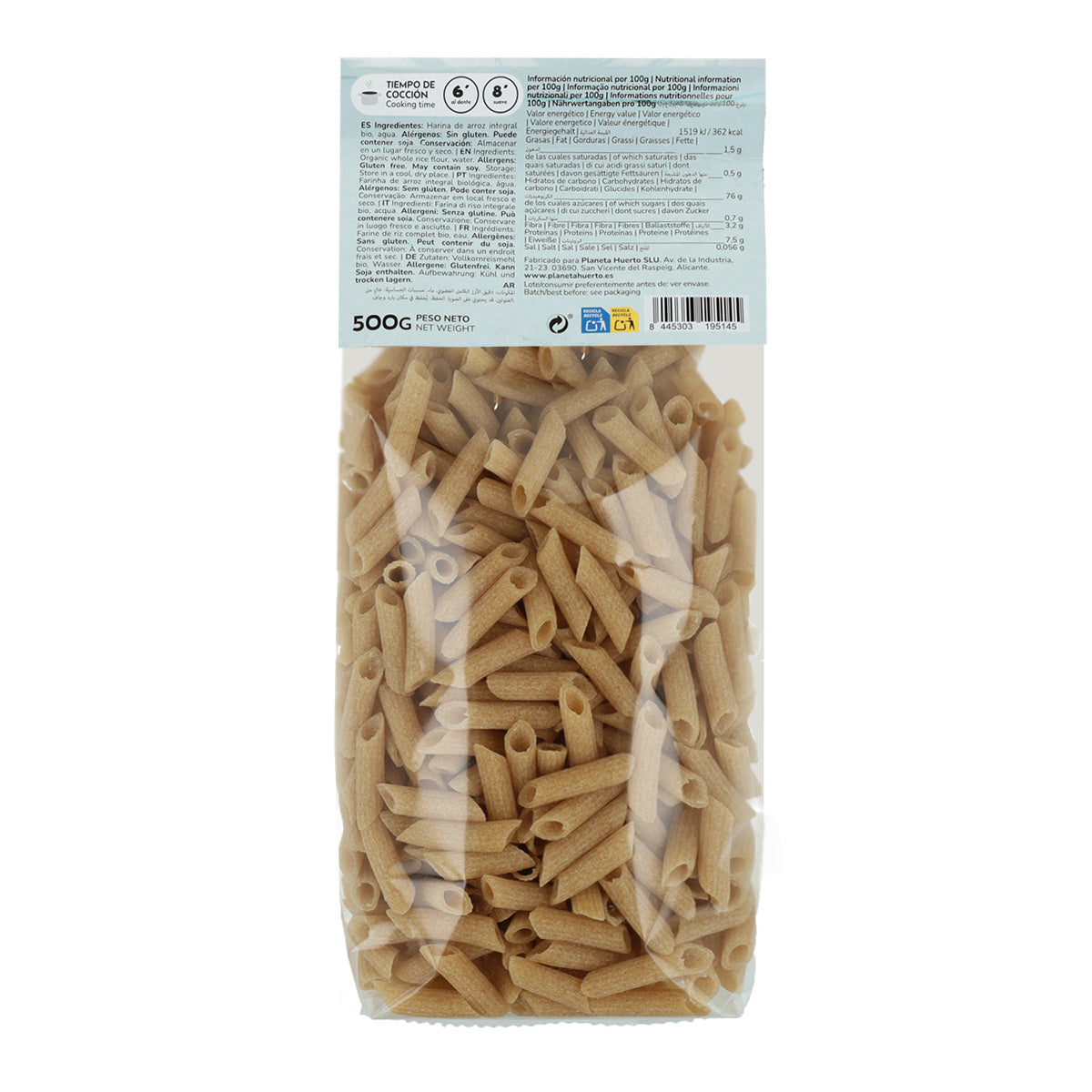 Glutenfreie Vollkorn-Reisnudeln ECO Planeta Huerto 500 g