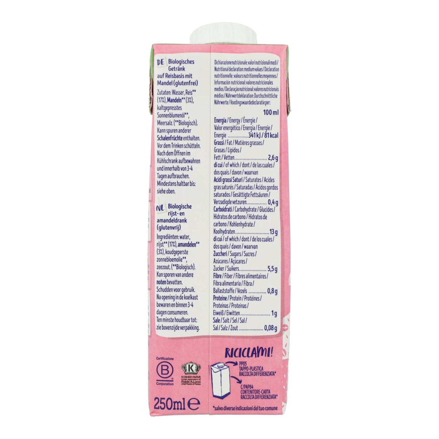 Bio-Reis- und Mandeldrink Isola BIO 250 ml