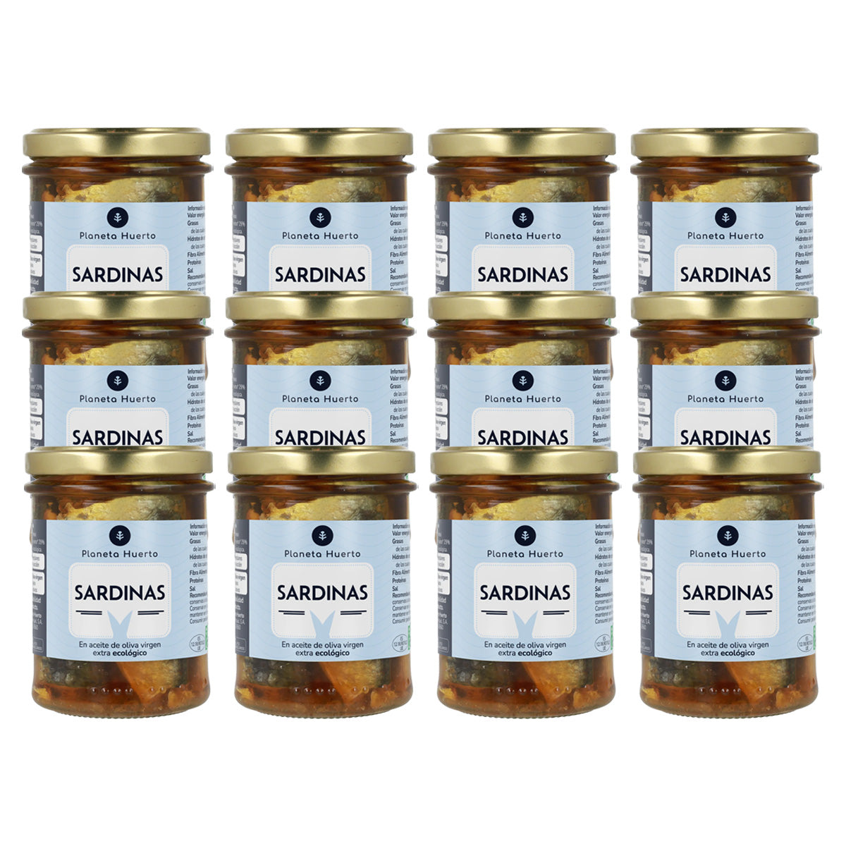 12-pack of Sardines in Extra Virgin Olive Oil ECO Planeta Huerto 190g
