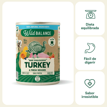 Komplettes BARF-Menü mit Truthahn für Hunde, Wild Balance, 400 g