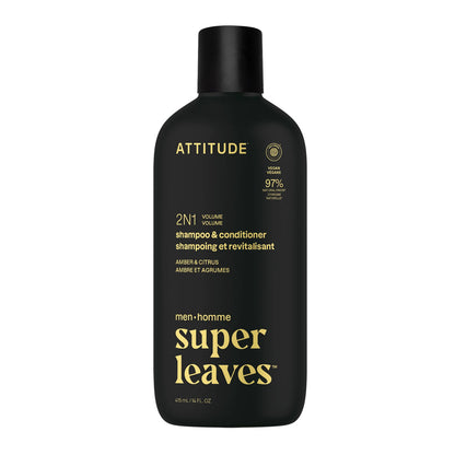 Super leaves Shampooing et après-shampooing 2 en 1 Volume Ambre et Agrumes 415 ml