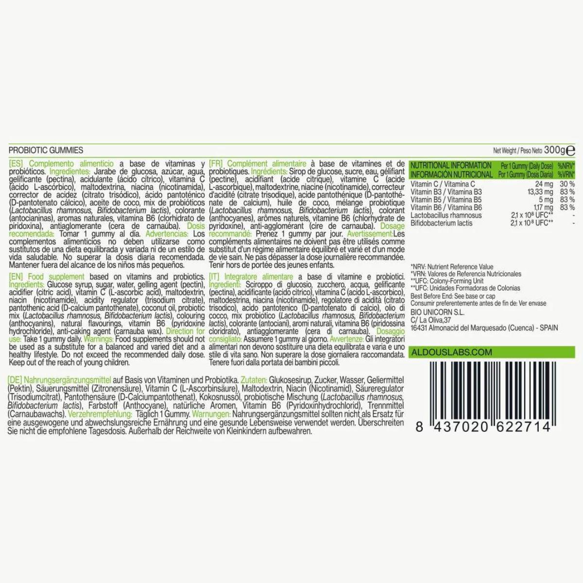 Probiotics with vitamins in blackberry-flavoured gummies Aldous Bio 120 gummies