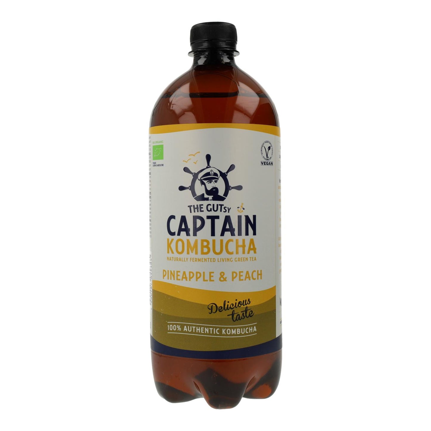 Captain Kombucha Organic Pineapple and Peach Kombucha 1 L