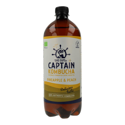 Captain Kombucha Organic Pineapple and Peach Kombucha 1 L