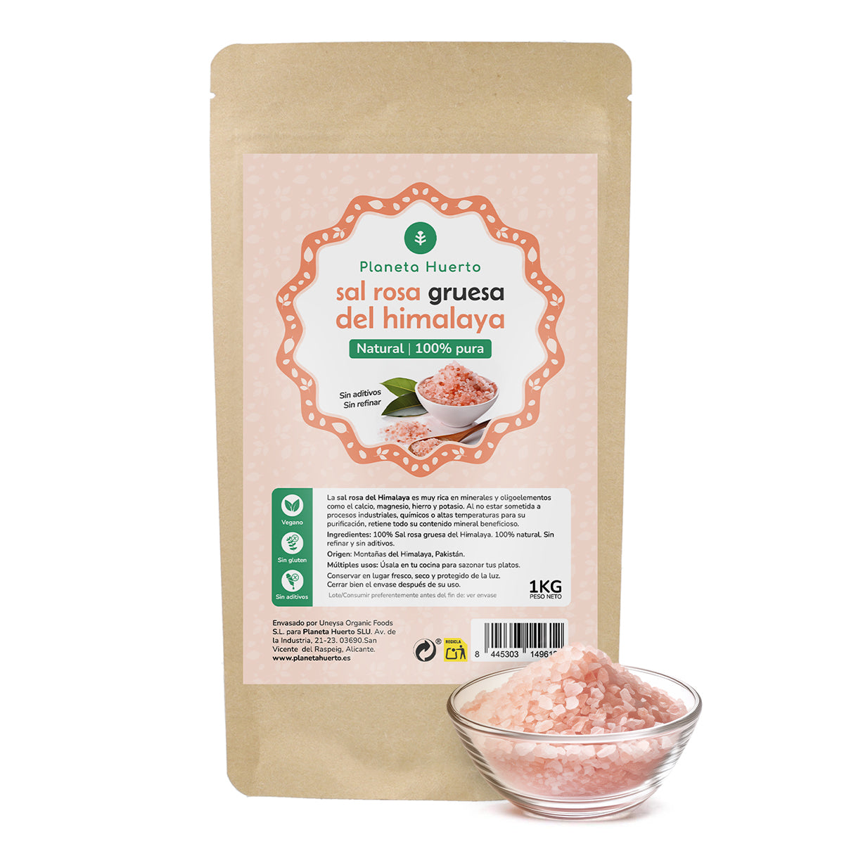 Grovt rosa Himalayasalt Planeta Huerto 1 kg