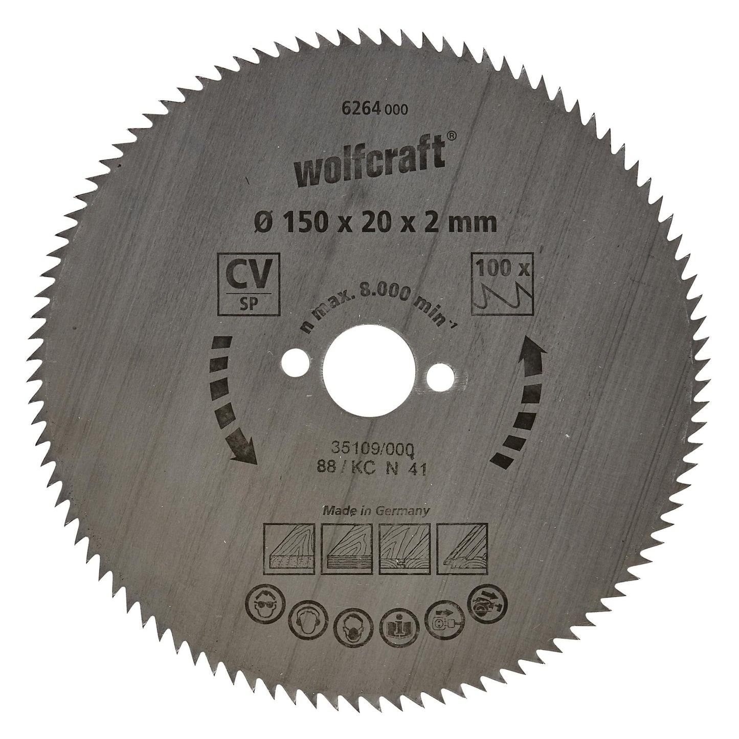 Wolfcraft Kreissägeblätter für feine Schnitte 190 x 16 mm 100 Zähne