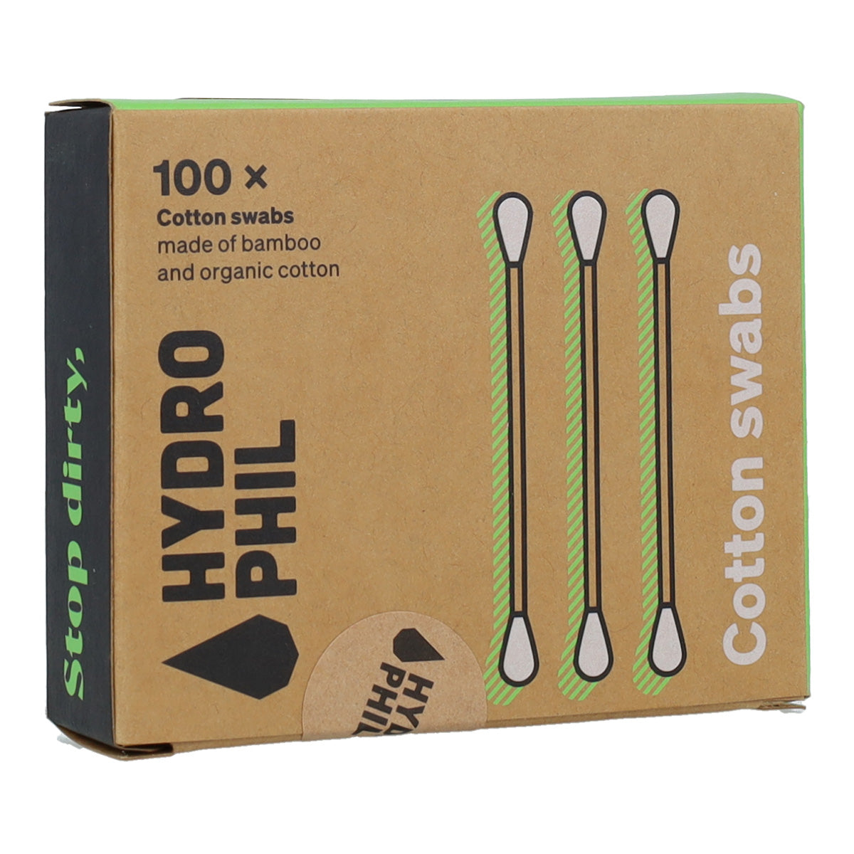 Öronpinnar av bambu och ekologisk bomull Hydrophil, 100 st