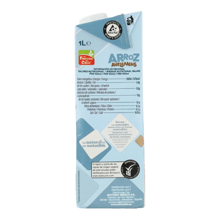 Pack 6 uds Bebida de Arroz con Avellanas Bio La Finestra Sul Cielo 1 L