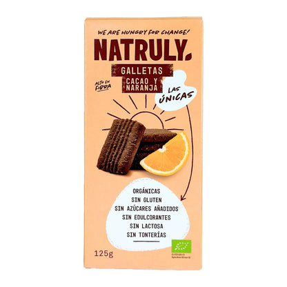 Biologische koekjes met cacao- en sinaasappelsmaak Natruly 125 g