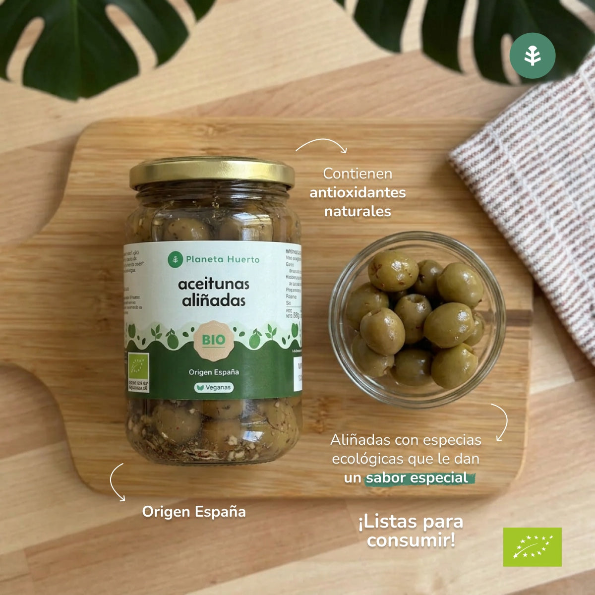Olive verdi condite Eco Planeta Huerto 390g