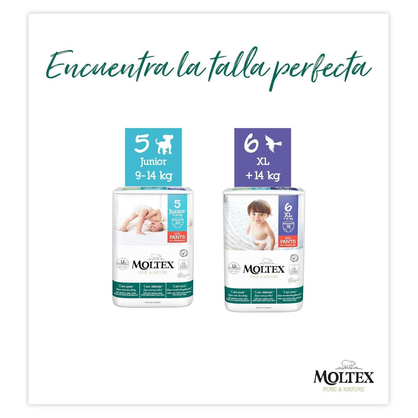 Moltex Pure & Nature T5-blöjor (9-14 kg), 20 st