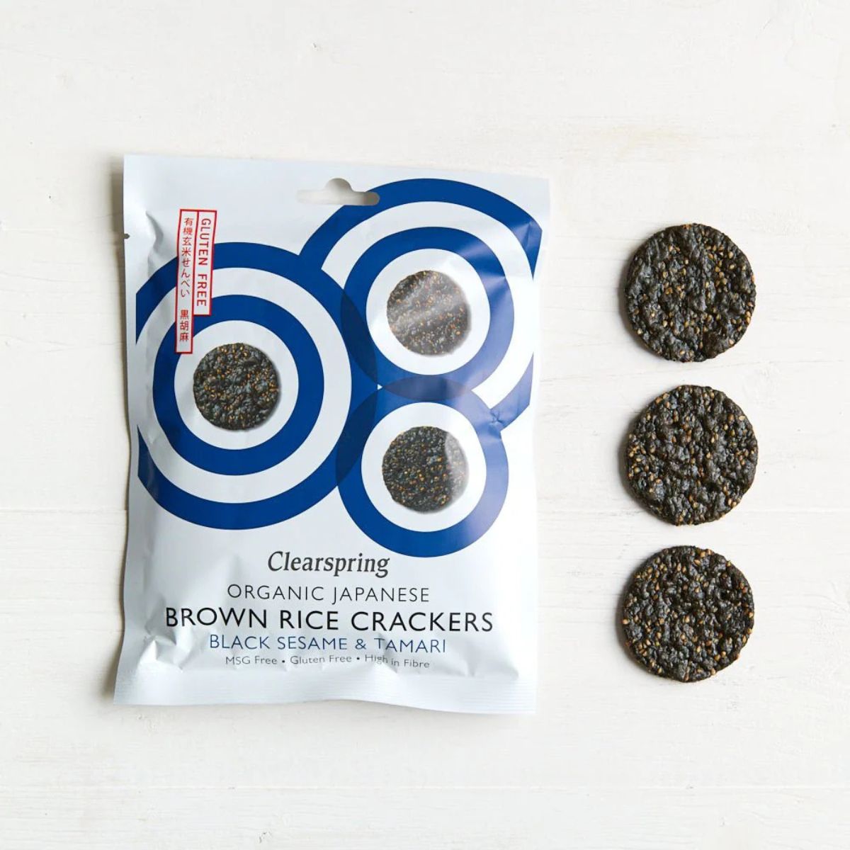 Krakersy z brązowego ryżu i czarnego sezamu Bio Clearspring 40 g