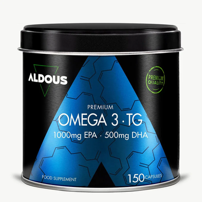 Omega-3-Kapseln Premium 1000 mg EPA und 500 mg DHA Aldous Bio 150 Kapseln