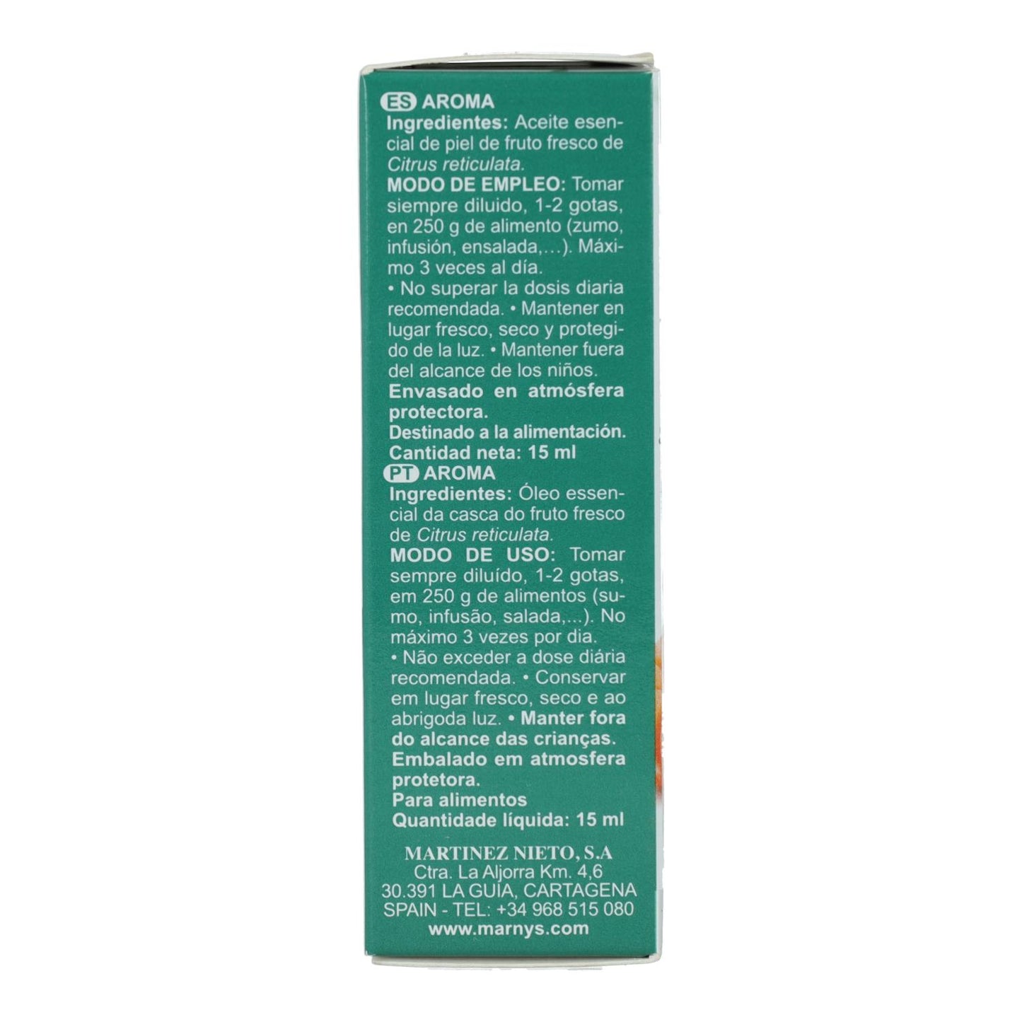 Huile alimentaire à la mandarine Marnys 15 ml