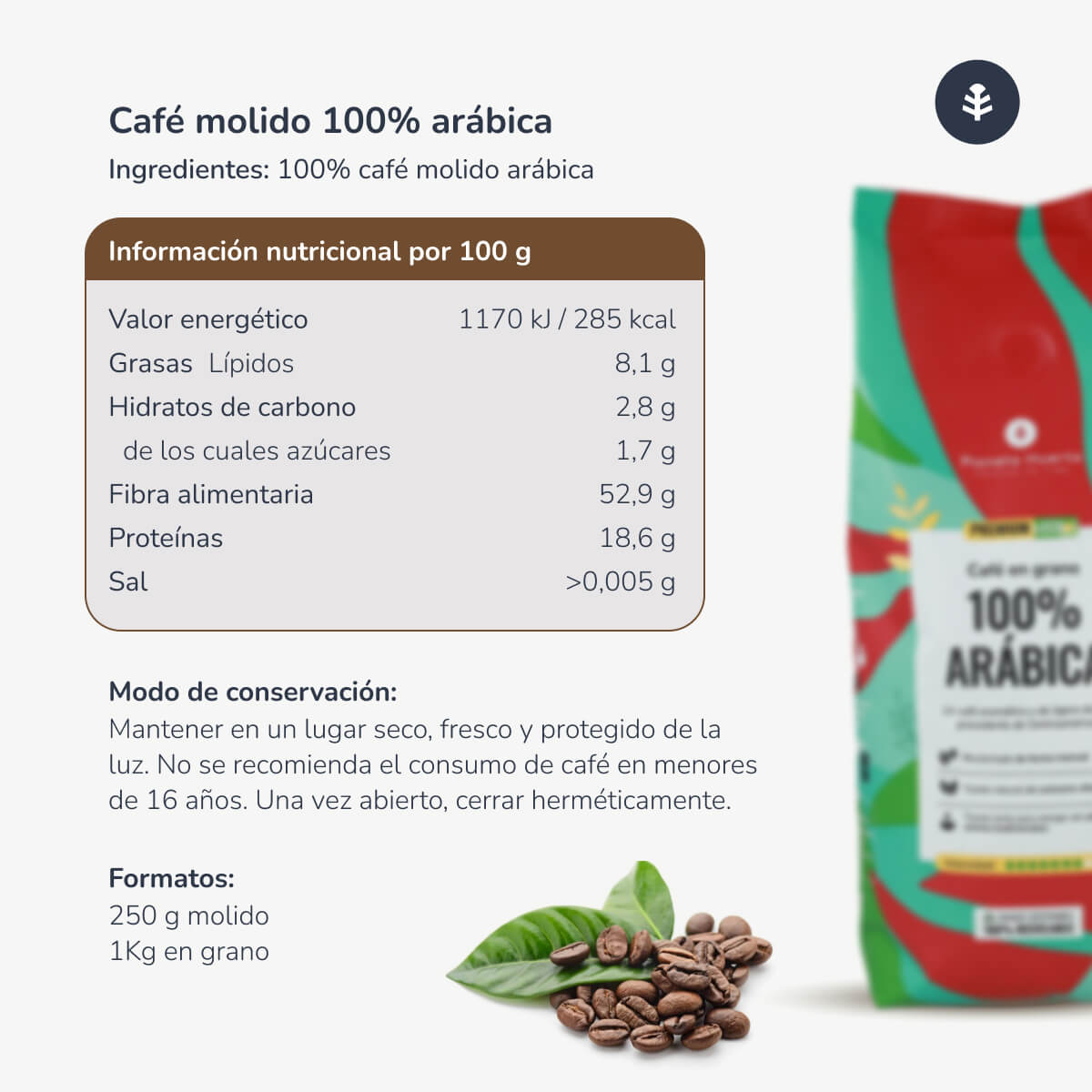 4er-Pack Planeta Huerto Bio-gemahlener Kaffee 100% Arabica 250g