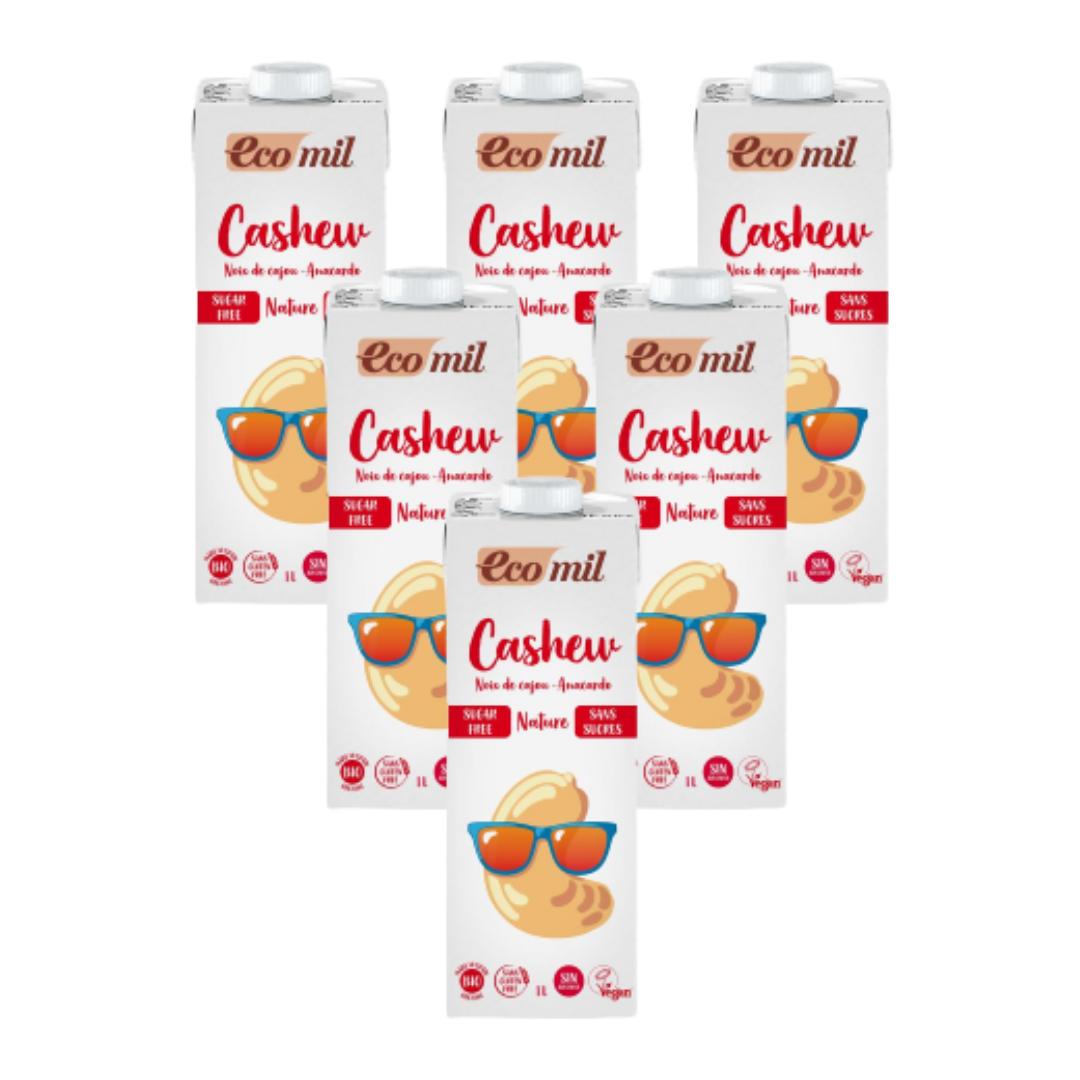 6er-Packung Cashew-Pflanzendrink Nature Bio Ecomil 1 l