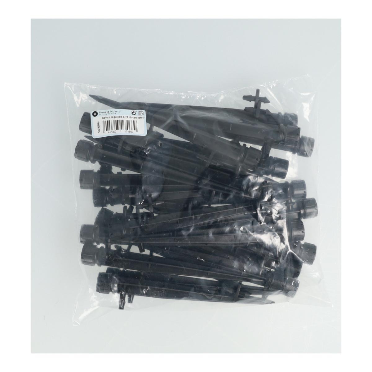 Goutteur réglable 0-70 l/h avec piquet Planeta Huerto 100 unités