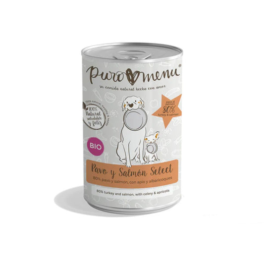 Cibo umido Barf per cani Tacchino e Salmone Select BIO Puromenu 400 g