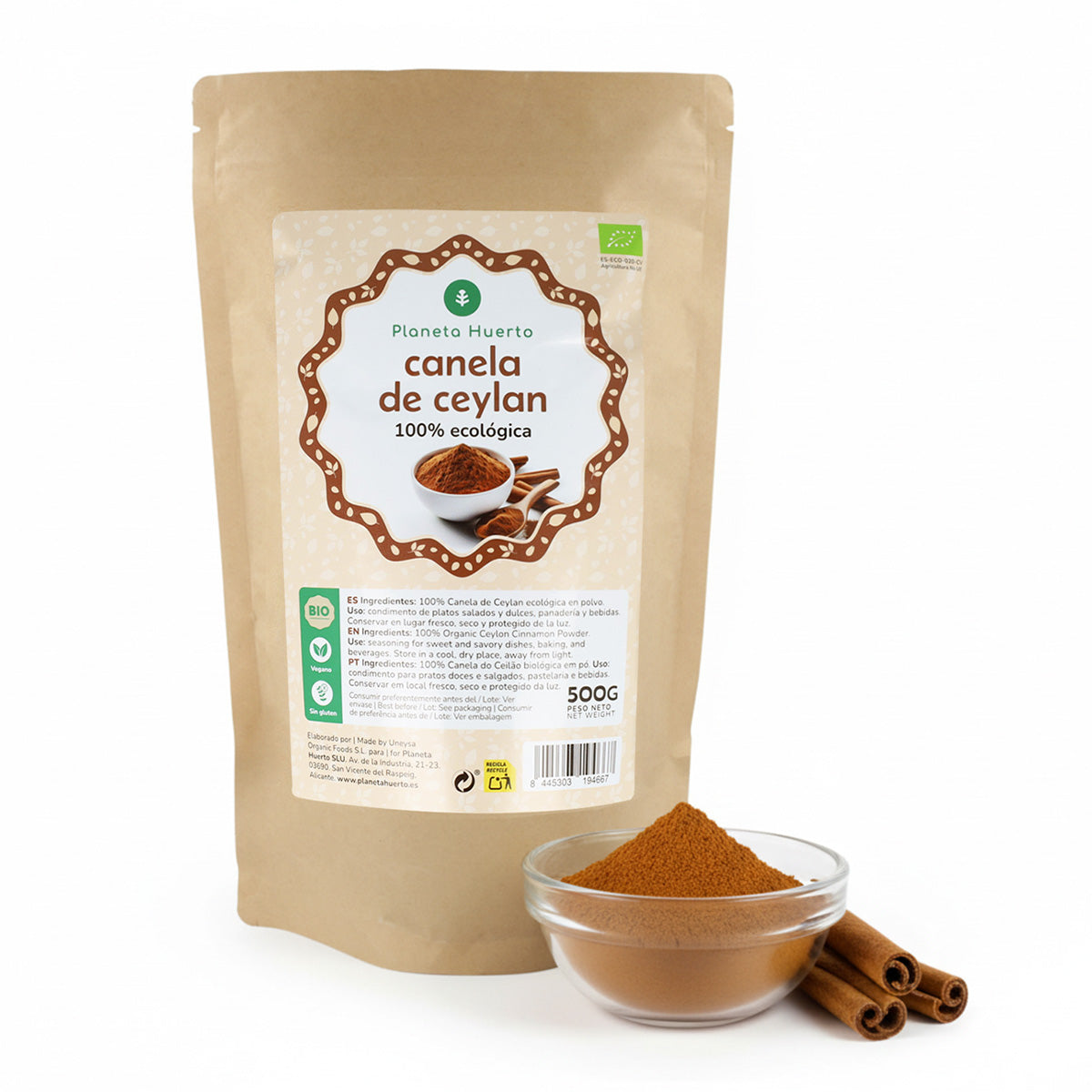 Cannelle de Ceylan en poudre ECO Planeta Huerto 500 g