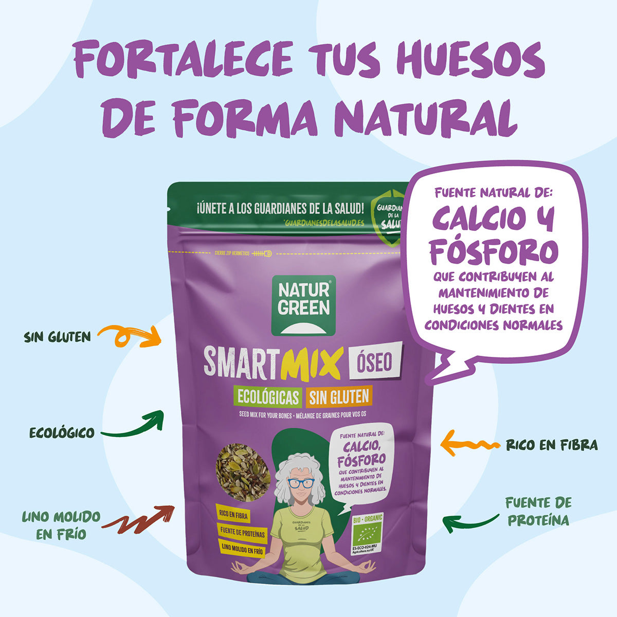 SmartMix-fröblandning för benstomme, ekologisk, Naturgreen 175 g