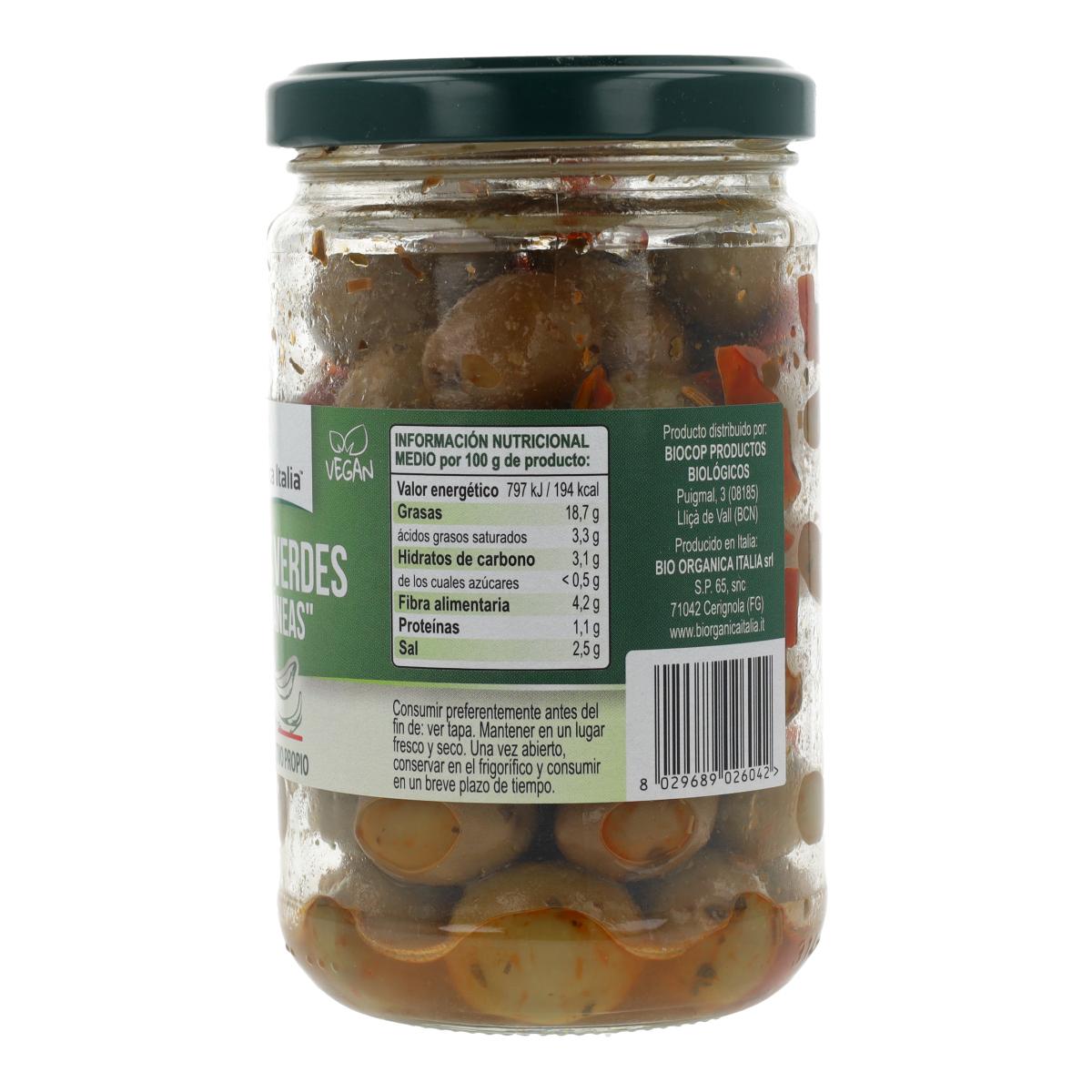 Bio-Grüne Oliven mit mediterranem Dressing Bio Organica Italia 180 g