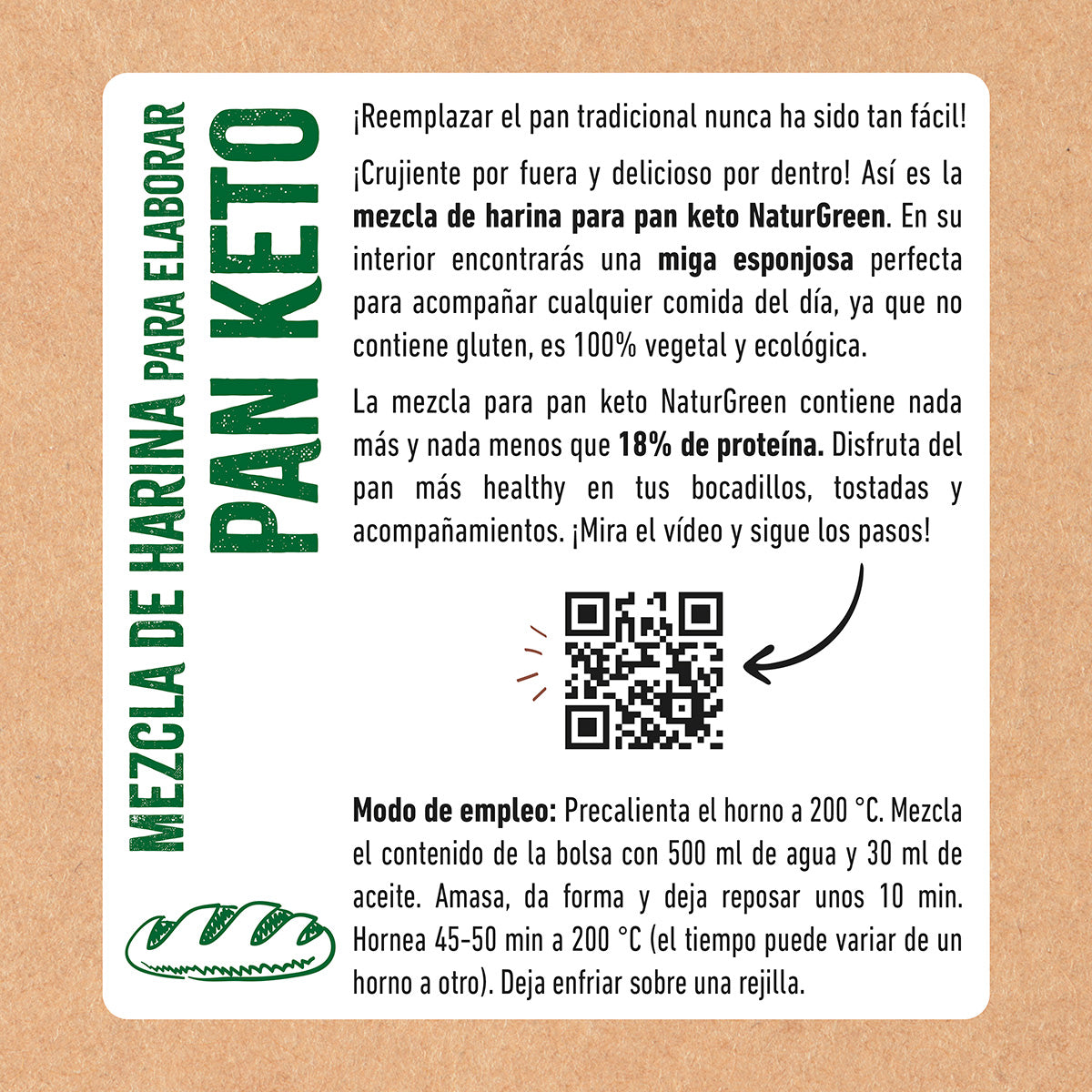 Mélange de farines pour pain Keto sans gluten NaturGreen 400 g