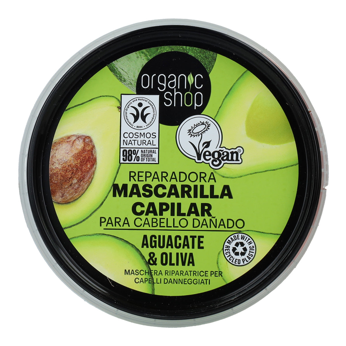Maschera riparatrice express per capelli all'avocado e oliva Organic Shop 250 ml