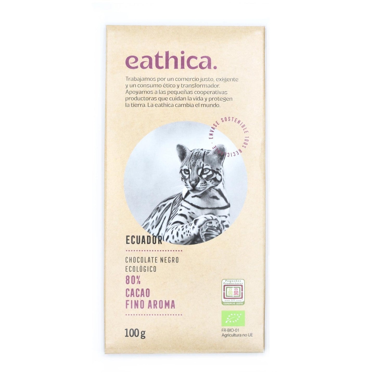 Cioccolato Eathica 80% Ecuador BIO 100 g