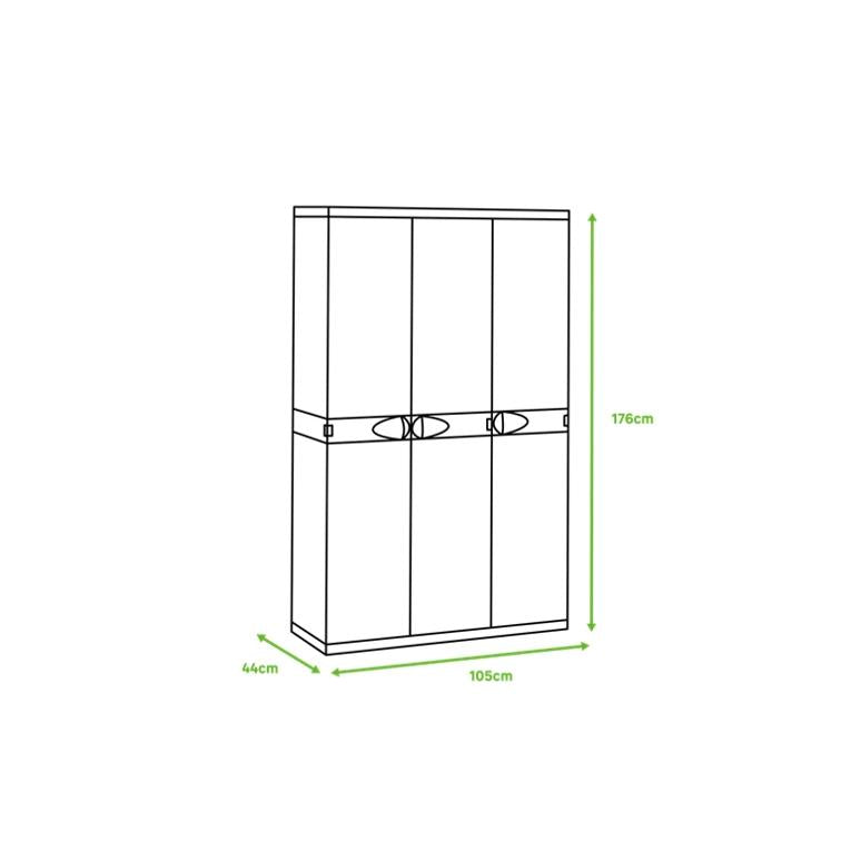 Armoire à 3 portes avec balai 105 cm Titanium Plastiken Beige (reconditionnée)