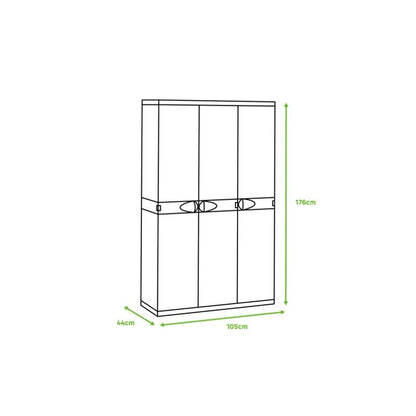 Armoire à 3 portes avec balai 105 cm Titanium Plastiken Beige (reconditionnée)