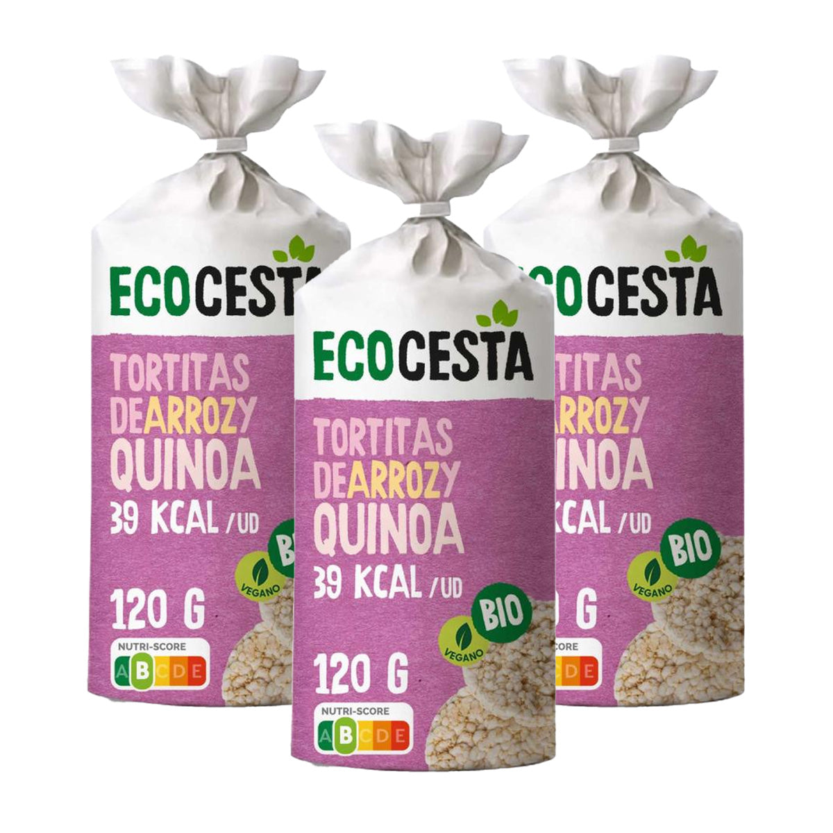 Pack of 3 Organic Rice and Quinoa Cakes Ecocesta 120 g