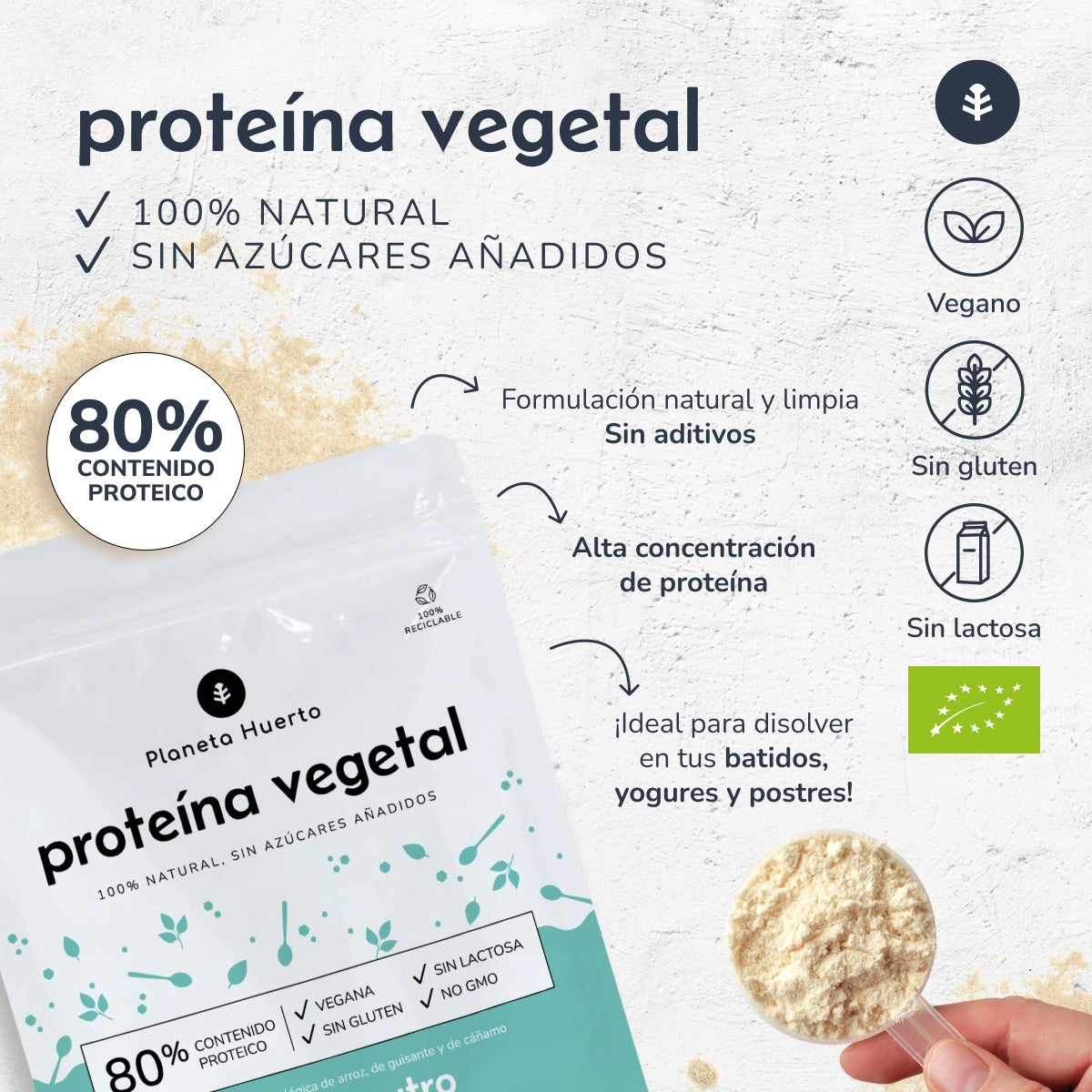 Protéines végétales neutres ECO 80% Planeta Huerto 500 g