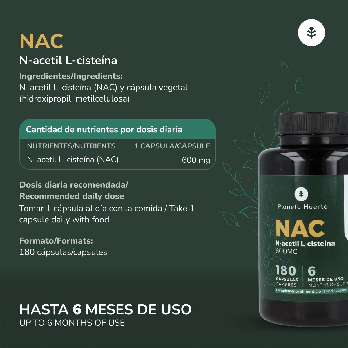 NAC 600 mg Planeta Huerto 180 Kapseln