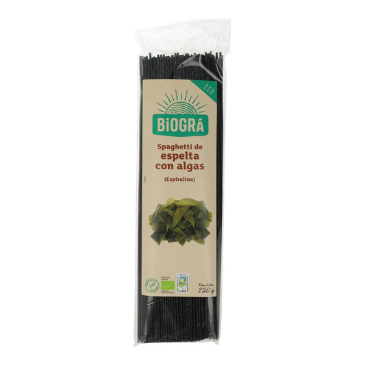 Dinkelspaghetti mit Algen (Spirulina und Fucus) Biográ, 250 g