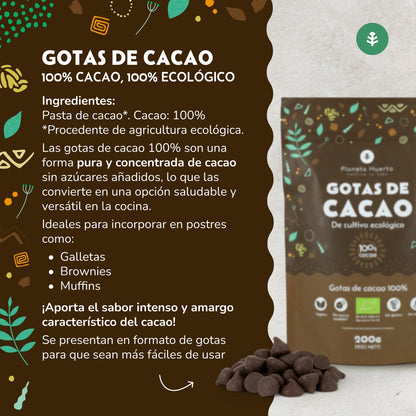 Schokoladentropfen 100% Kakao ECO Planeta Huerto 200 g