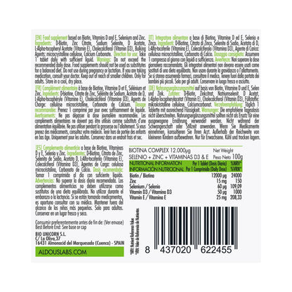 Biotyna z cynkiem, selenem, witaminą D3 i witaminą E, 400 tabletek Aldous Labs