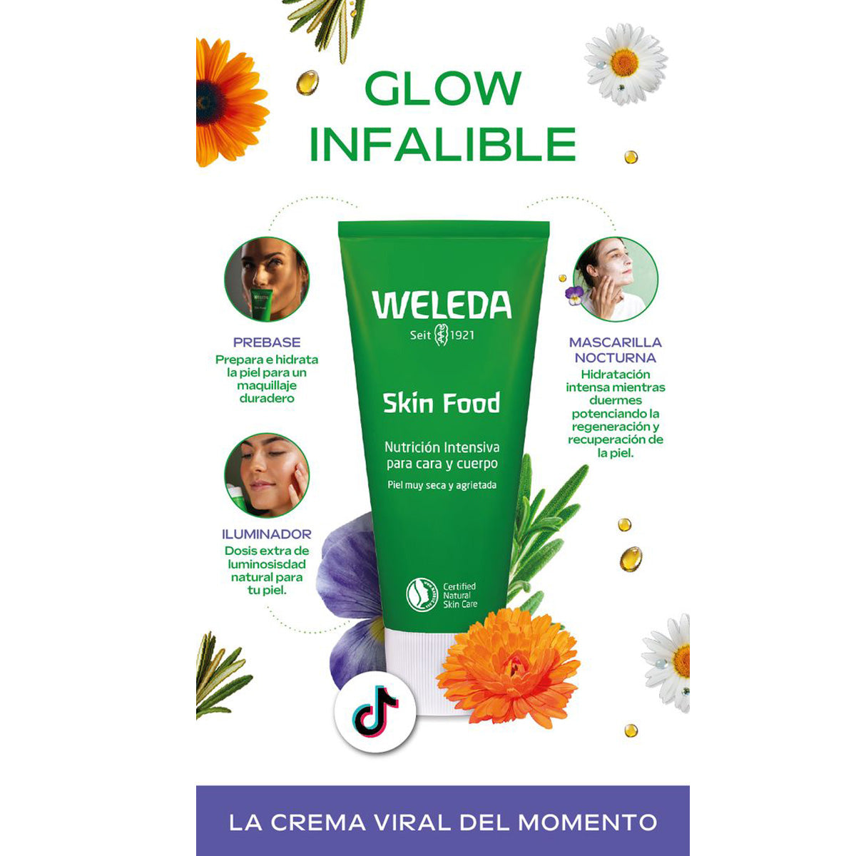 Coffret GLOW Skin Food Original 75 ml + cadeau pour les lèvres, Weleda