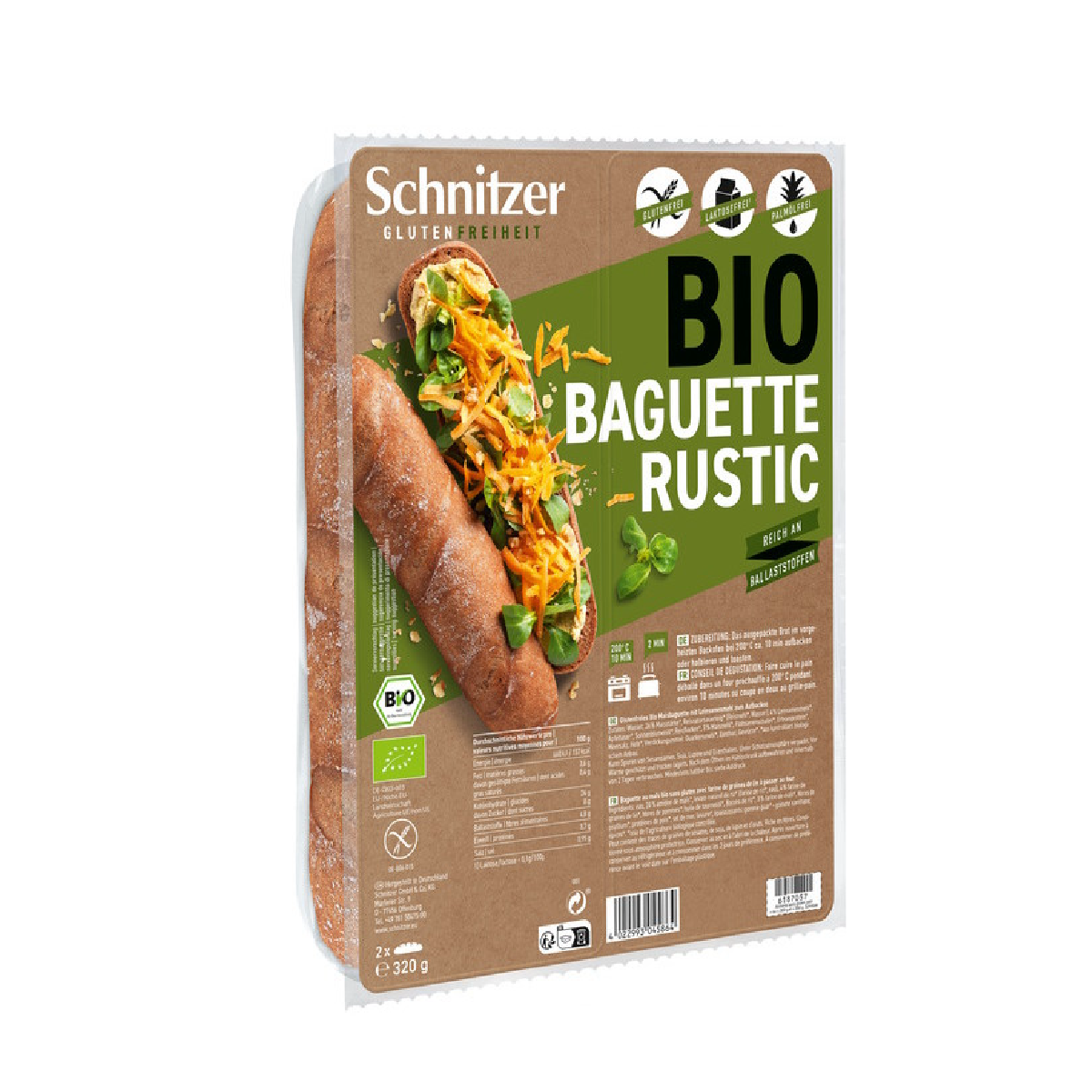 Bio-Baguette-Brot, glutenfrei, rustikal von Schnitzer, 320 g