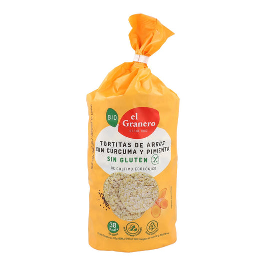 El Granero Organic Gluten-Free Rice Cakes with Turmeric and Pepper, 115 g